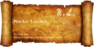 Marks Lóránt névjegykártya